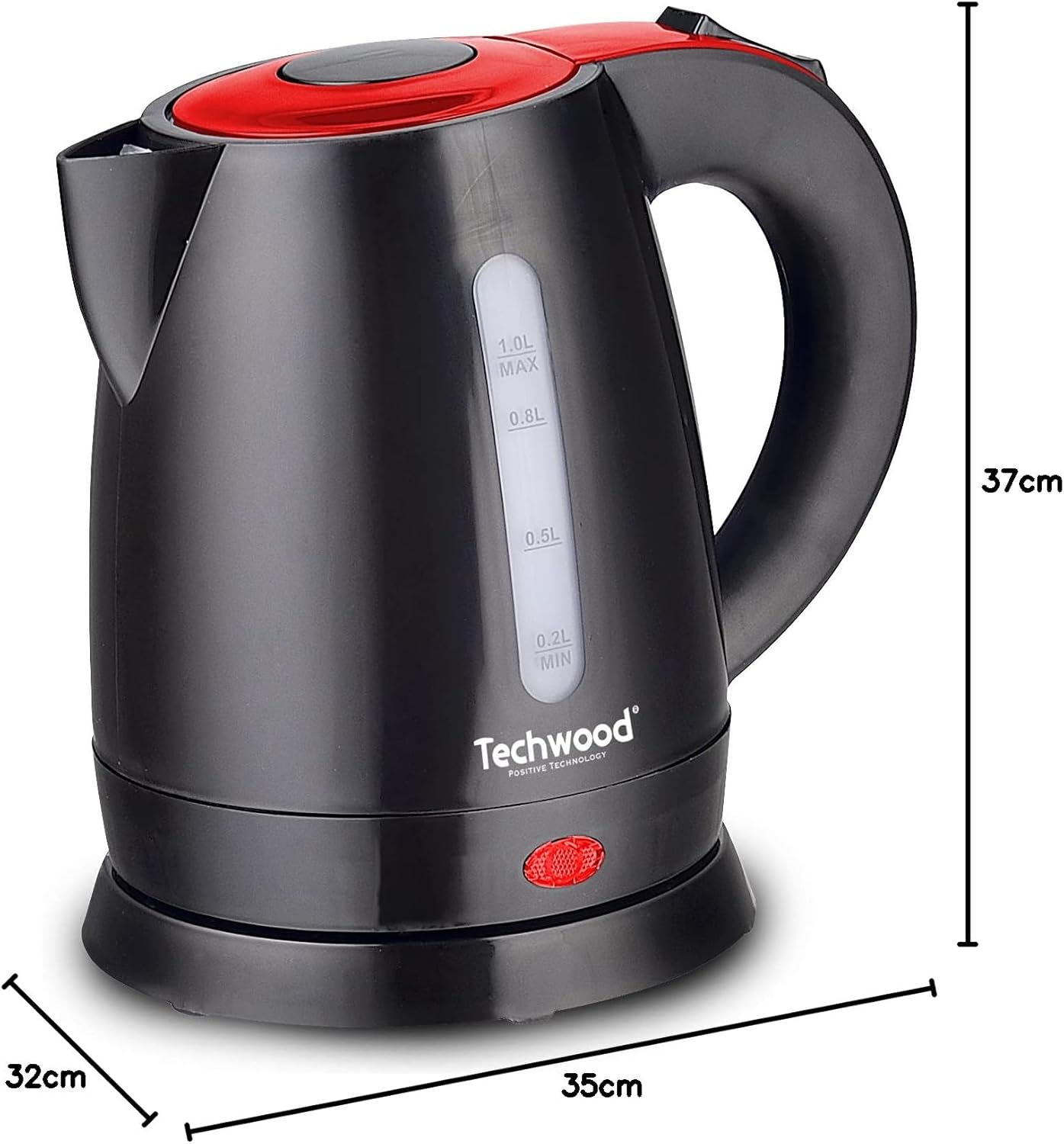 Bouilloire Électrique 1L Techwood Noir/Rouge TB-1035