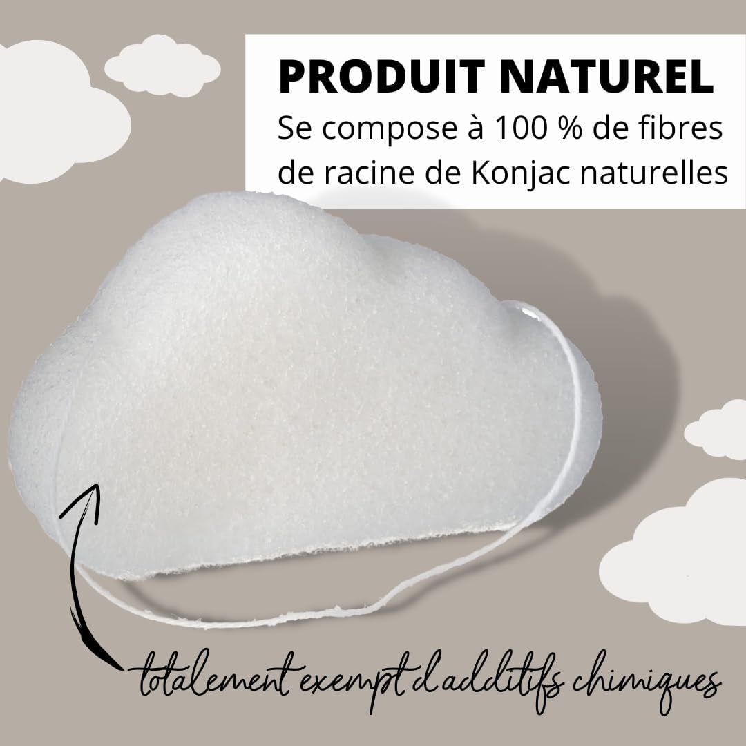 PARSA Baby Éponge Konjac Nuageux Naturelle - Nettoyage Doux pour Bébé - Éponge Konjac pour Peau Sensible