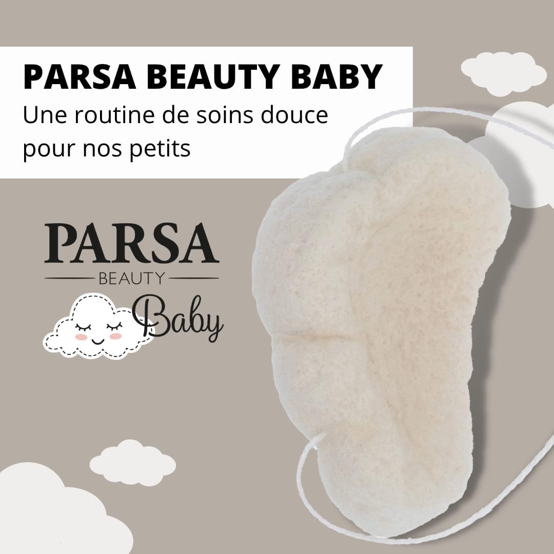 PARSA Baby Éponge Konjac Nuageux Naturelle - Nettoyage Doux pour Bébé - Éponge Konjac pour Peau Sensible