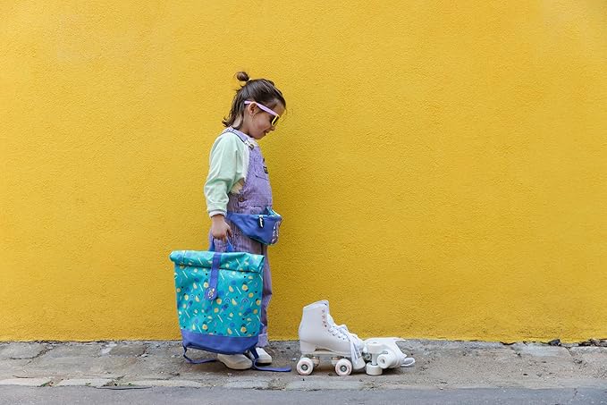 LES DÉGLINGOS Sac à dos Rolltop Kiprokos le Zebre, Mixte, Violet, Enfant