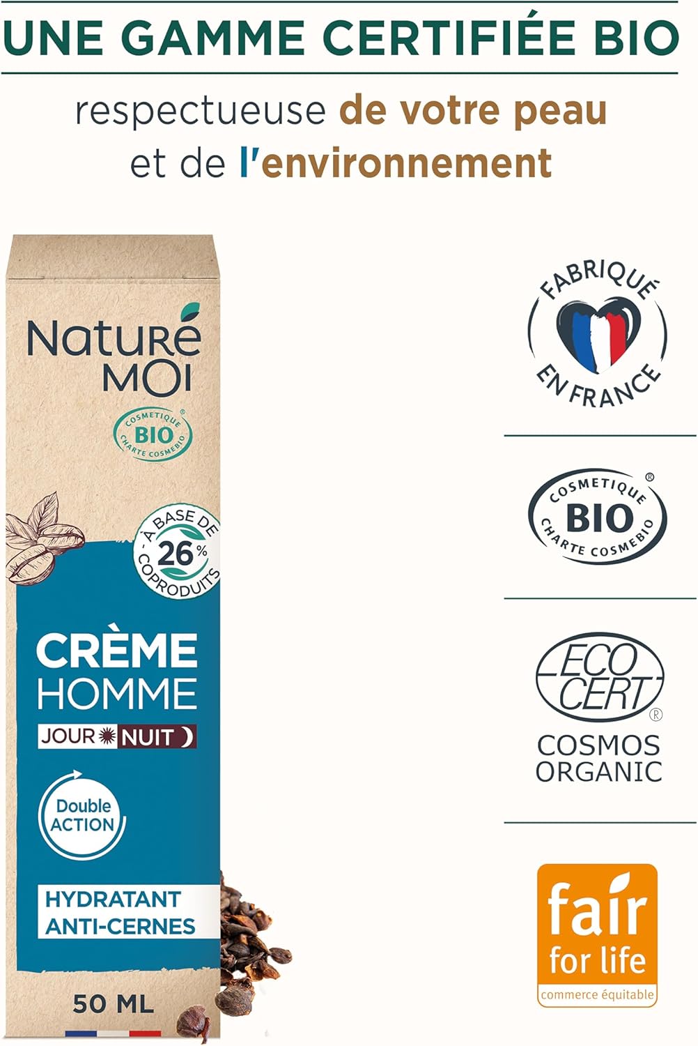 🌿 Naturé Moi – Crème Hydratante Visage Jour/Nuit Homme