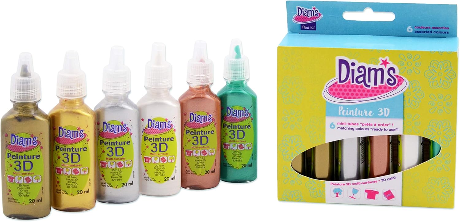 Diam's 3D Mini Lot de 6 Peintures Couleurs Métallisées