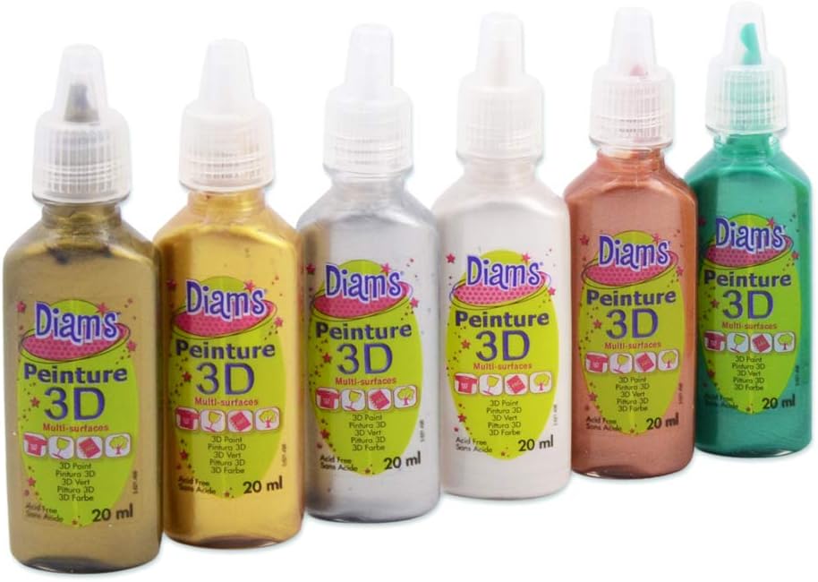 Diam's 3D Mini Lot de 6 Peintures Couleurs Métallisées