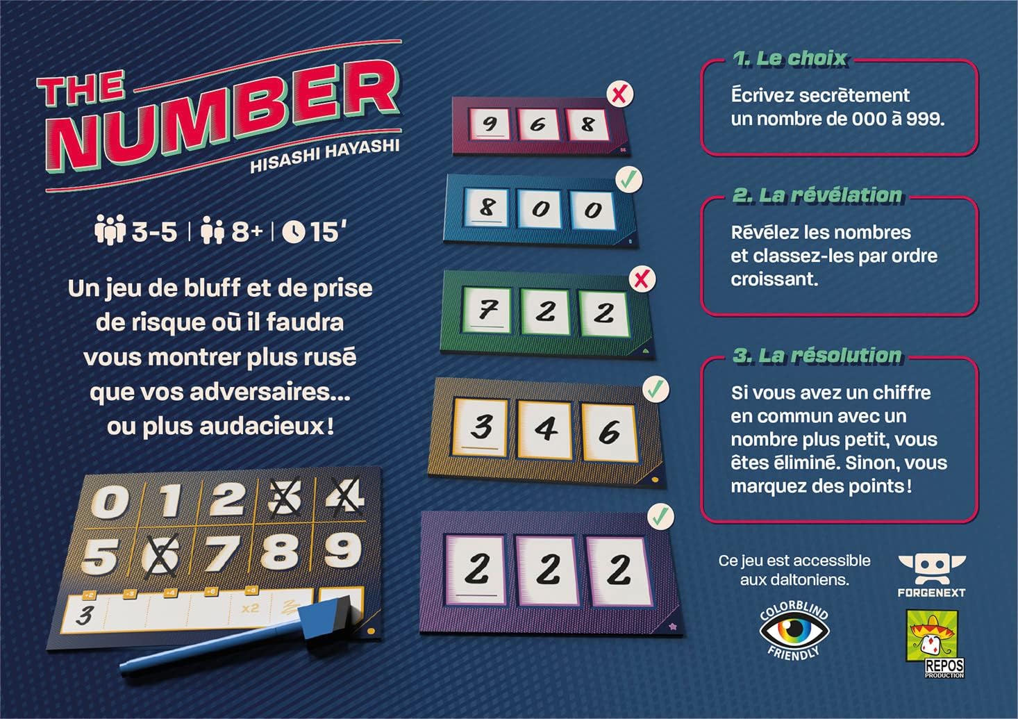 Asmodee - The Number | Jeu de Société de Bluff et de Stratégie Dès 8 Ans Version Française