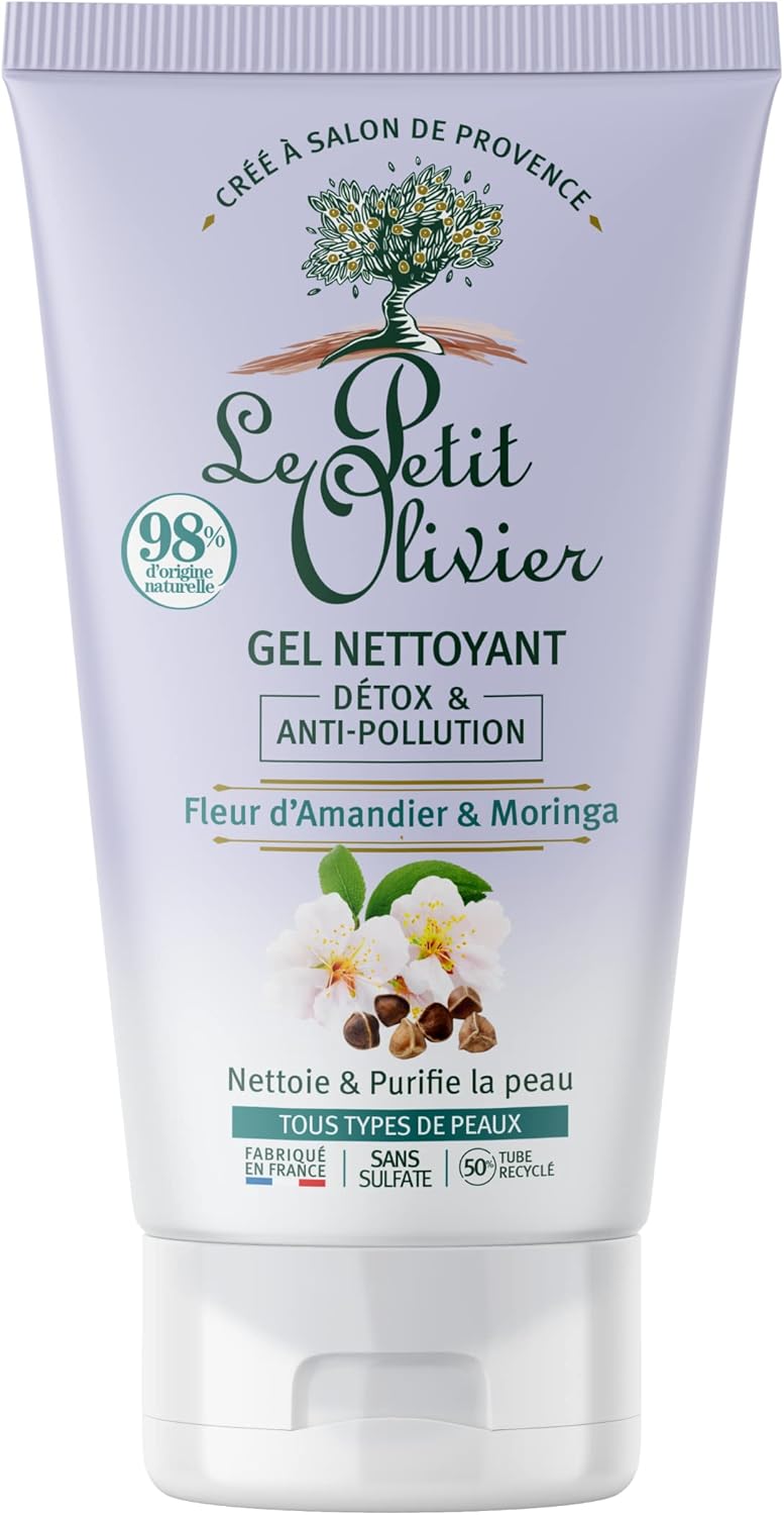 LE PETIT OLIVIER - Gel Nettoyant Détox & Anti-Pollution - Fleur DAmandier & Moringa - Nettoie & Purifie - Tous Types De Peau