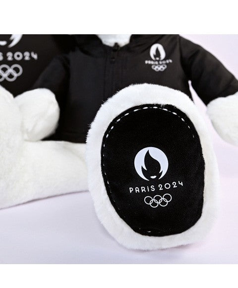 Doudou et Compagnie Ours en peluche blanc avec veste noire JO2024 - 40 cm - Collection Premium