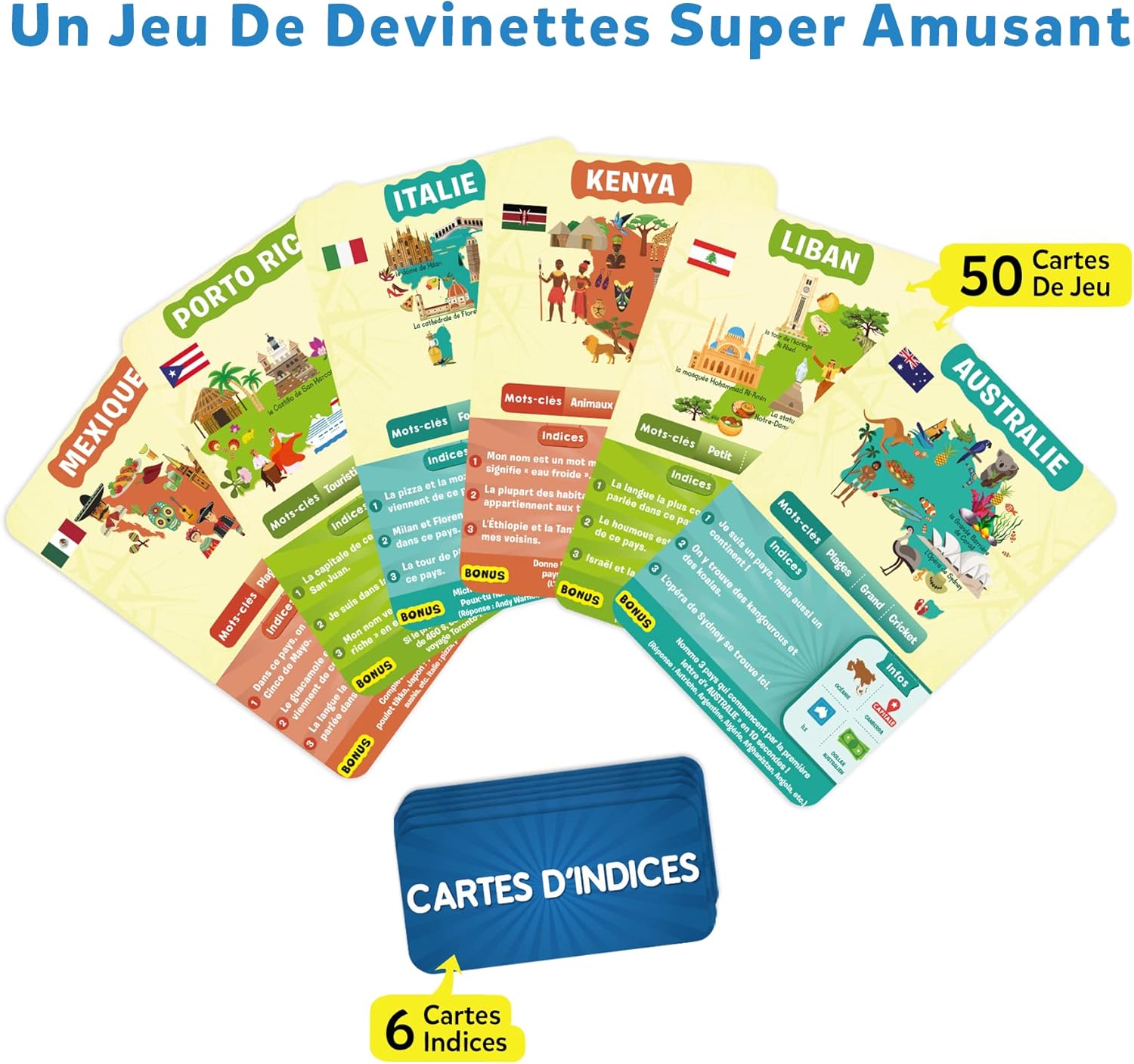 Jeu de cartes éducatif Devine en 10 – Les Pays du Monde Skillmatics