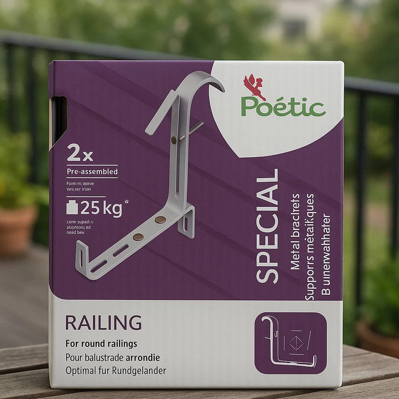 Support de fixation pour balustrade ronde – Blanc – Charge jusqu’à 25 kg – Poetic / EMSA