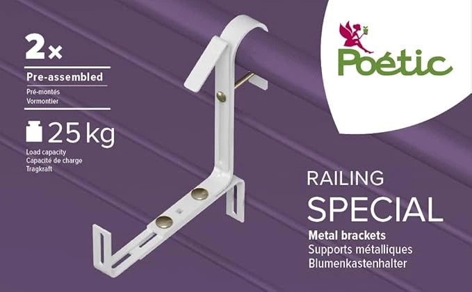 Support de fixation pour balustrade ronde – Blanc – Charge jusqu’à 25 kg – Poetic / EMSA