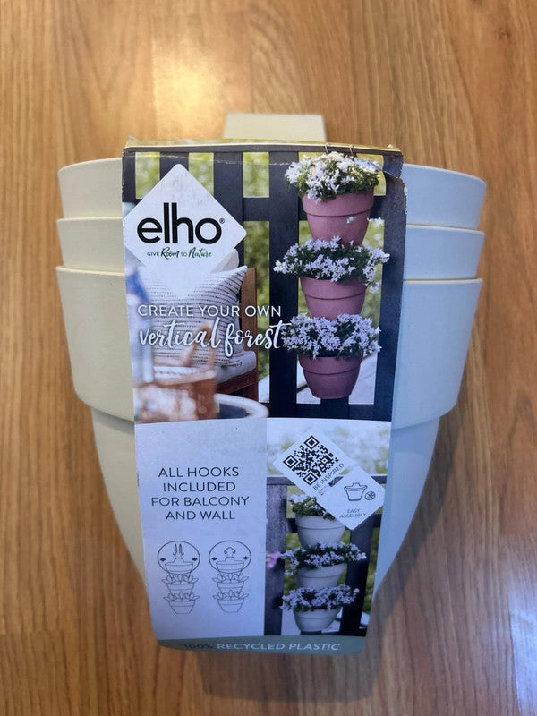 Elho Vibia Campana Forêt Vertical 21 – Pot de fleurs pour balcon et extérieur blanc x3