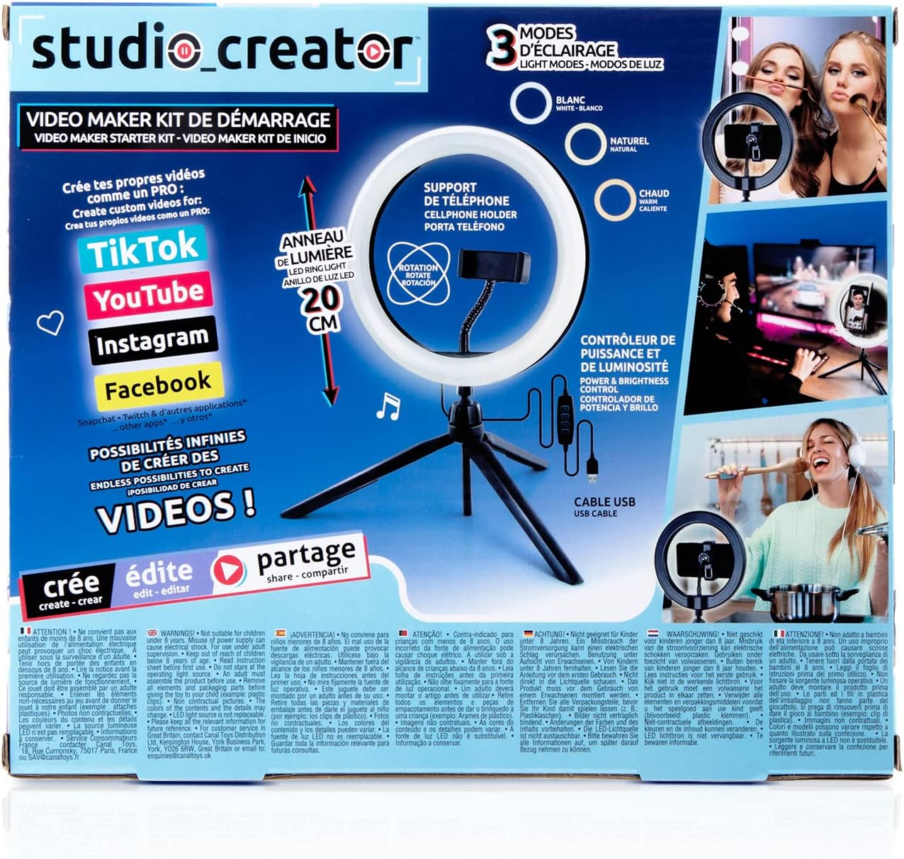 🎥 Studio Creator - Kit de démarrage pour vidéos professionnelles avec anneau lumineux LED et trépied