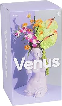 DOIY - Vase Décoratif Moderne en Forme de Déesse Grecque Vénus  violet- Fabriqué en Céramique - Couleur Violet - 16x16x31 cm