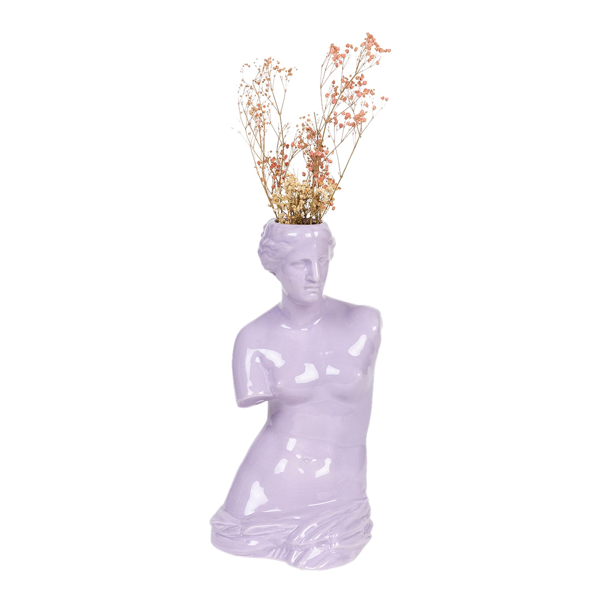 DOIY - Vase Décoratif Moderne en Forme de Déesse Grecque Vénus  violet- Fabriqué en Céramique - Couleur Violet - 16x16x31 cm