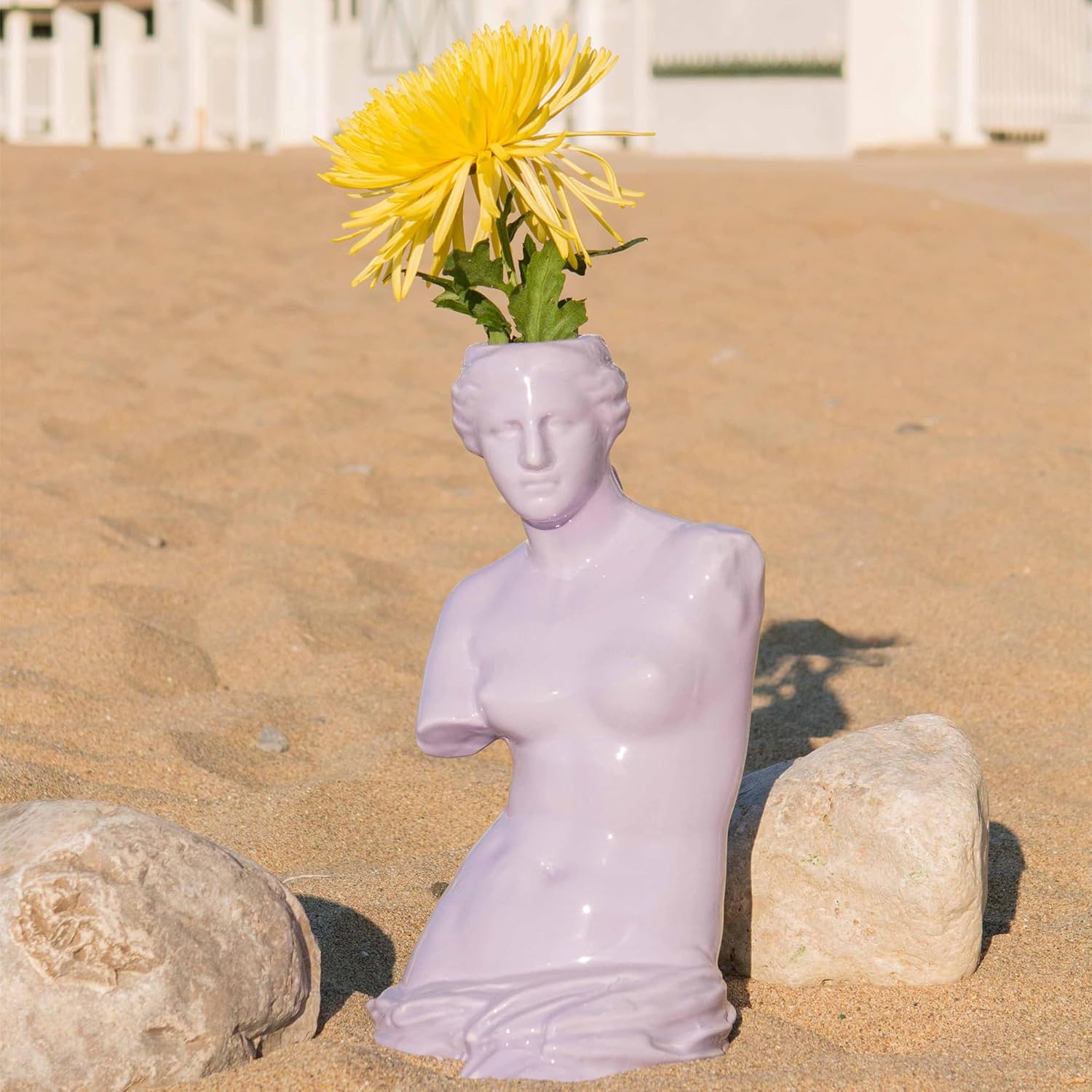 DOIY - Vase Décoratif Moderne en Forme de Déesse Grecque Vénus  violet- Fabriqué en Céramique - Couleur Violet - 16x16x31 cm